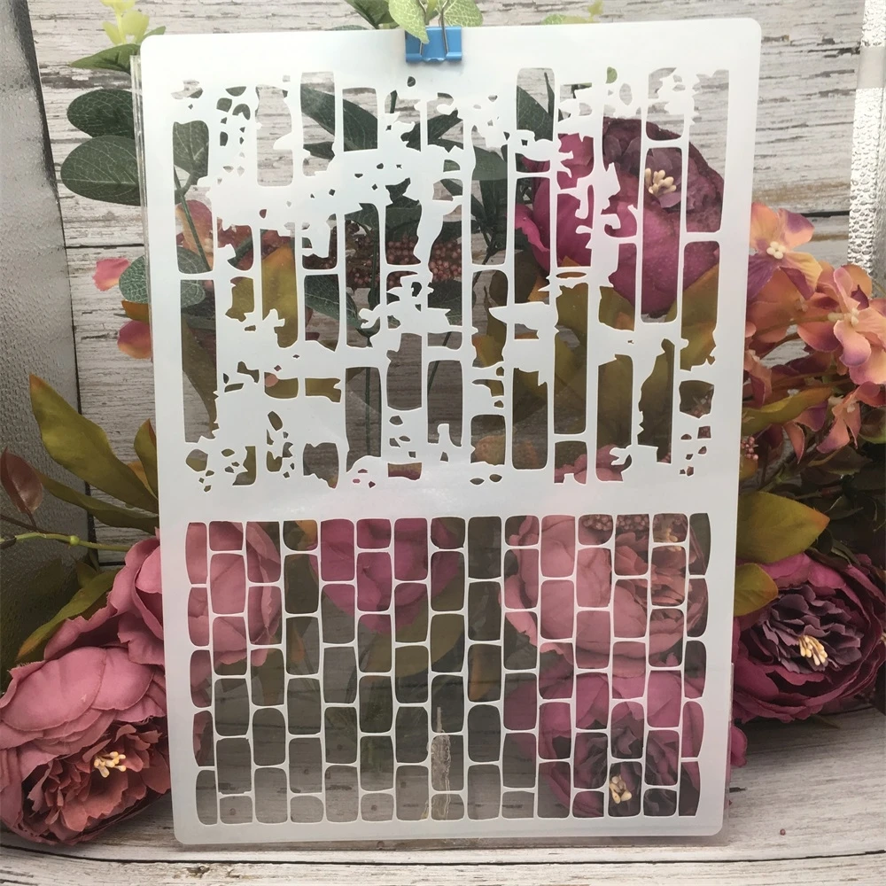 A4 29 см прямоугольные кирпичные бамбуковые DIY слойные трафареты настенная живопись Искусственный Декоративный шаблон