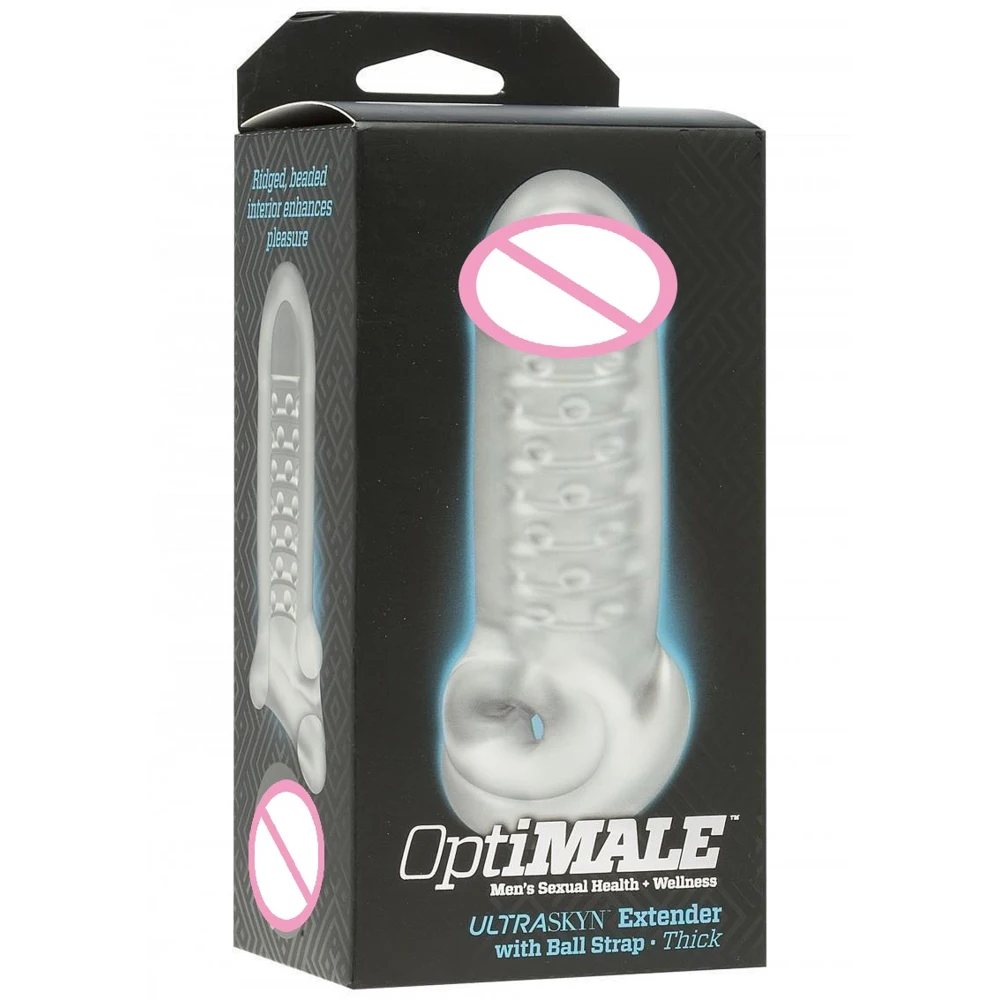 Насадка на пенис Doc Johnson OptiMale Extender with Ball Strap Thick, прозрачная (art.: 3920b520c3cf5) - 3920b520c3cf5