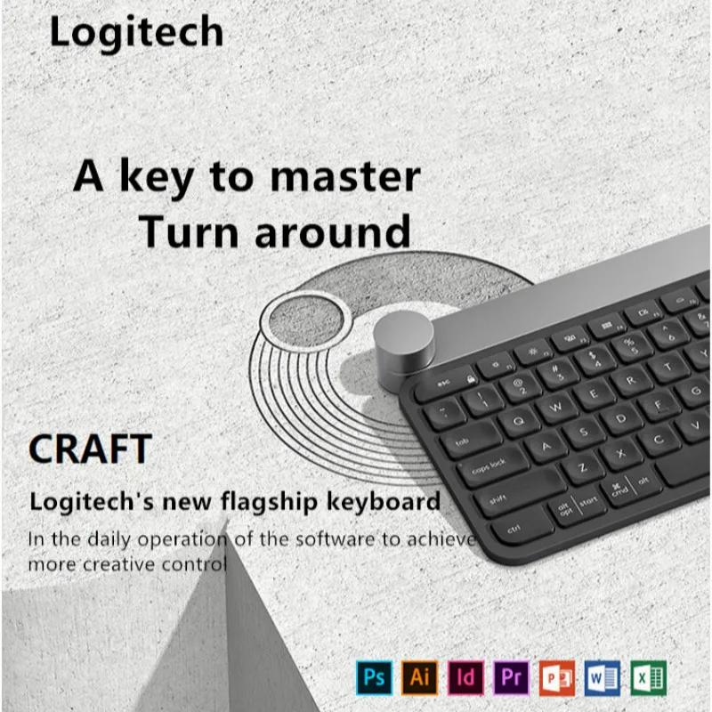 Фото Беспроводная клавиатура Logitech Craft, умная ручка управления, соединение по Bluetooth, переключатель для нескольких устройств, темно-серый №3