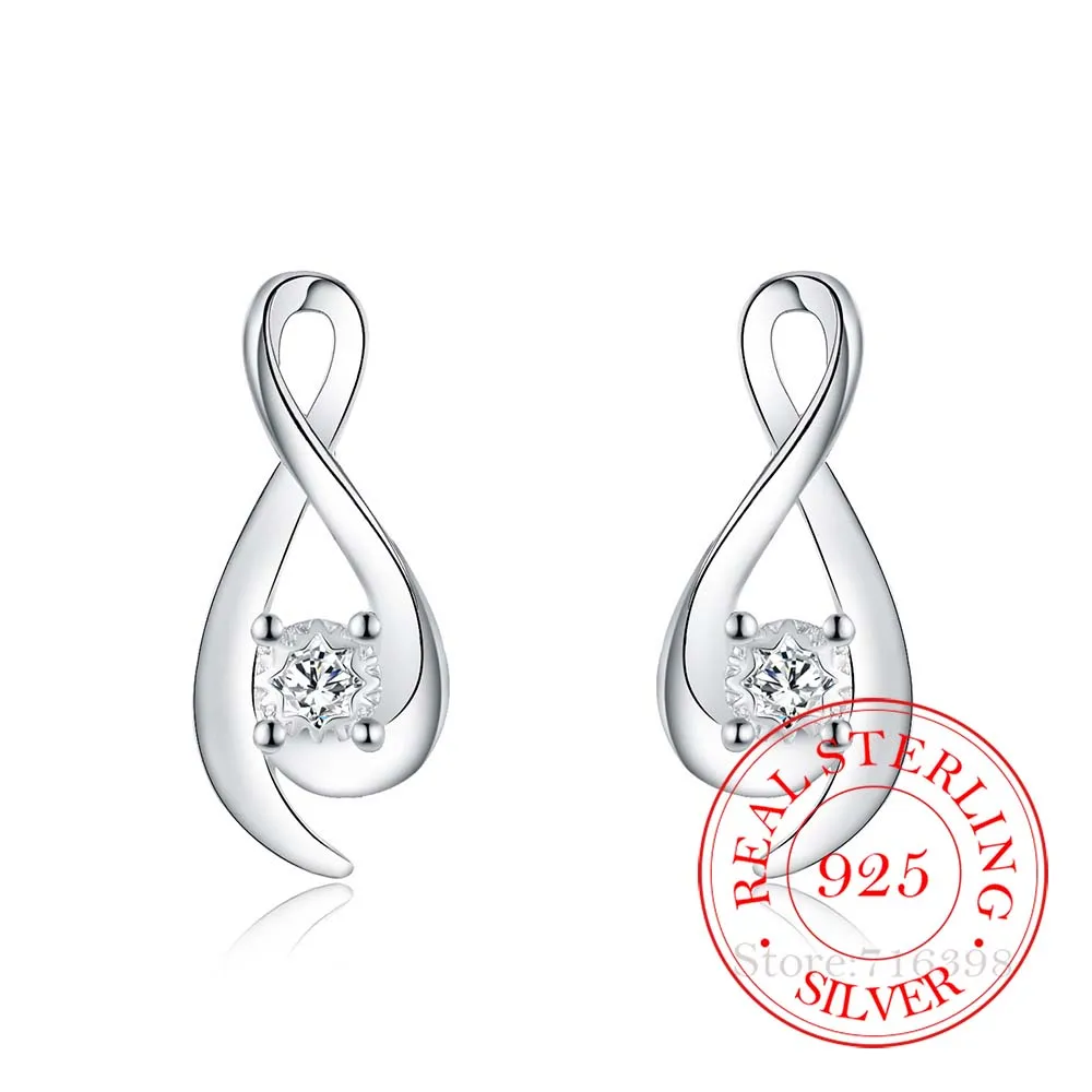 Серьги женские из 100% стерлингового серебра 925 пробы, корейский Серебряный Кристалл, серьга-гвоздик капля
