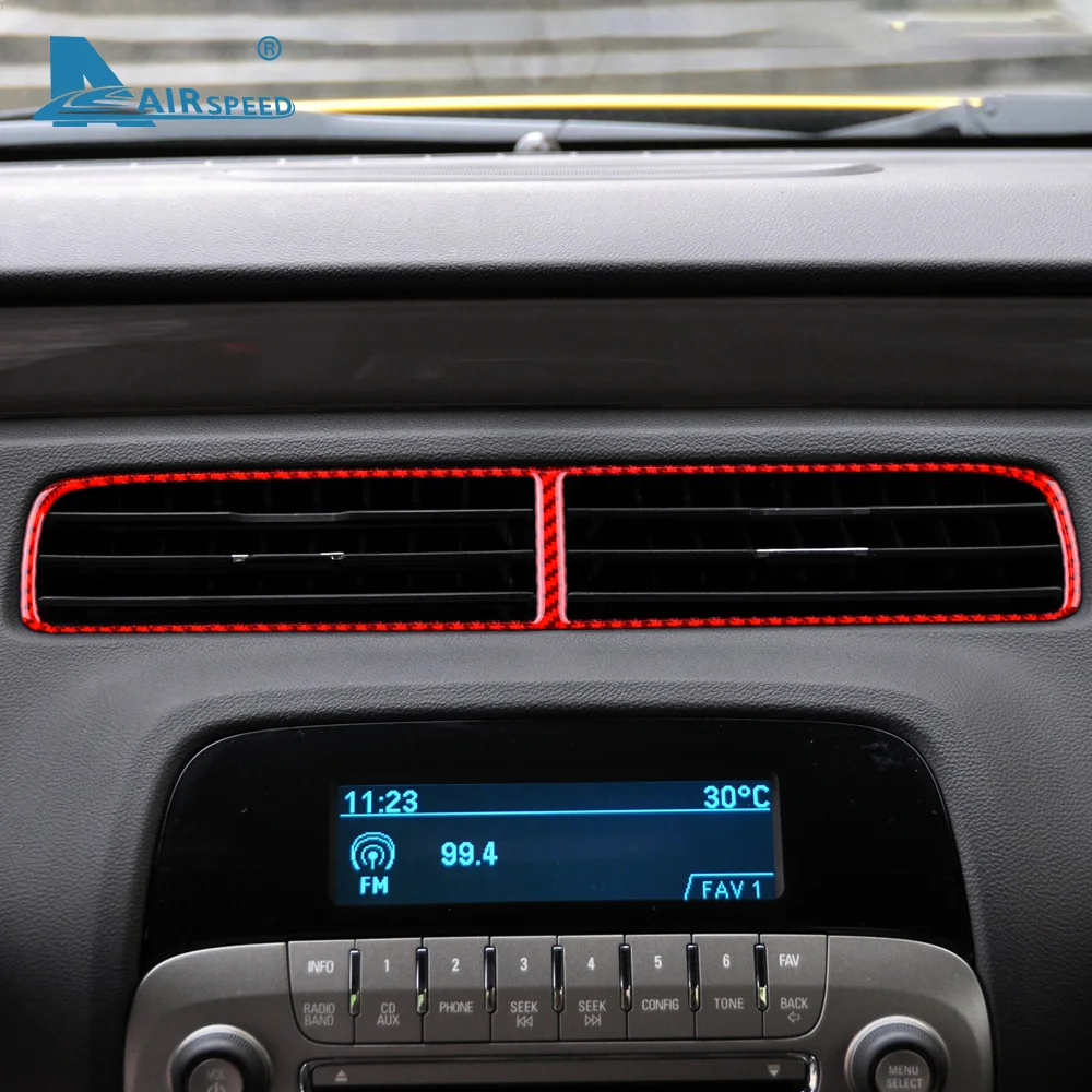 Фото Наклейка из настоящего углеродного волокна для Chevrolet Camaro 2010 2011, аксессуары, внутренняя отделка, панель переключателя кондиционера автомобиля, крышка №4