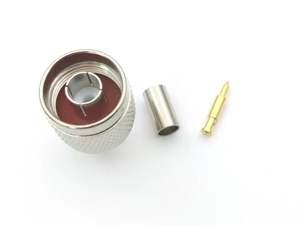 Фото 20 шт. медный N штекер обжимной для RG58 RG142 LMR195 RG400 кабель прямой RF разъем №3