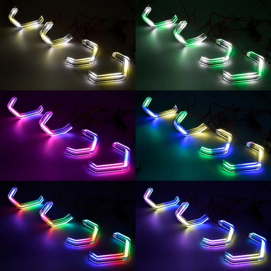 Фото RGB СВЕТОДИОДНЫЕ фары Angel Eyes для BMW F10 F30 F34 M4 E60 E61 E90 E91 E46 F80 Dynamic APP Bluetooth-совместимый комплект автоматической настройки DRL №2