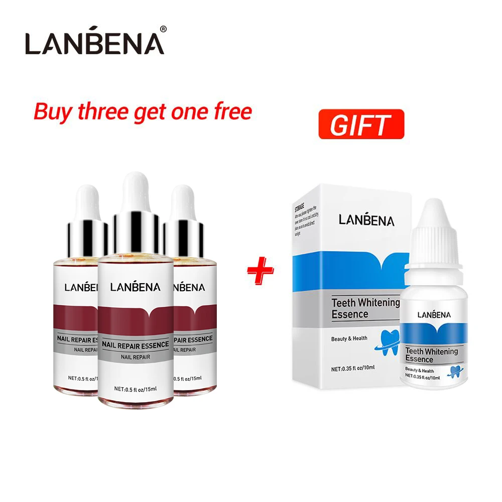 Купить 3 получить 1 подарок LANBENA ремонт ногтей эссенция сыворотка грибковое Лечение ногтей Удаление онихомикоза 3 шт + Отбеливание зубов эссенция