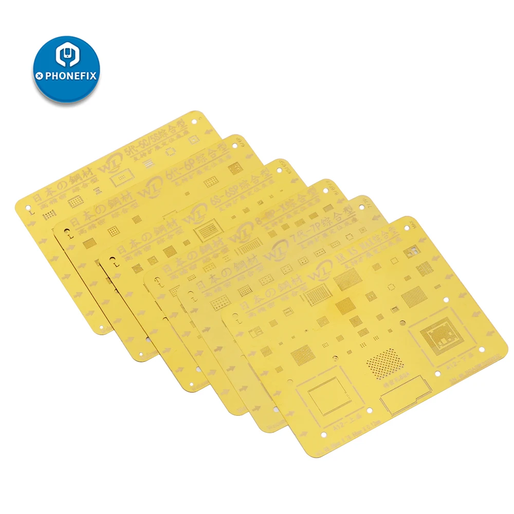WL позолоченный полный трафарет для реболлинга BGA для IPHONE 11 12 Pro MAX XSMAX XR X 8 7 6 5C 5 CPU IC NAND Flash Steel Mesh