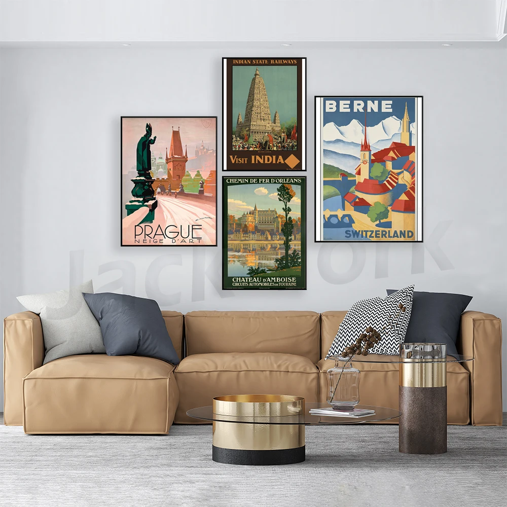 Фото Chateaux of the Loire Valley, винтажный туристический постер Швейцарии, B옥 Gaya Vintage, винтажный туристический постер «Прагге-Ческая Республика» №4
