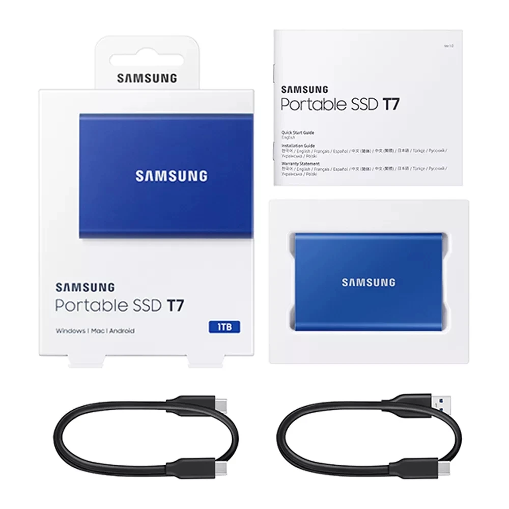 100% оригинальный портативный твердотельный накопитель Samsung T7 Type-C USB 3.2 Gen2 2 ТБ 1 ТБ, внешние твердотельные накопители 4 ТБ, совместимые с мини-ноутбуком (art.: 3920d0f55768a) - 3920d0f55768a