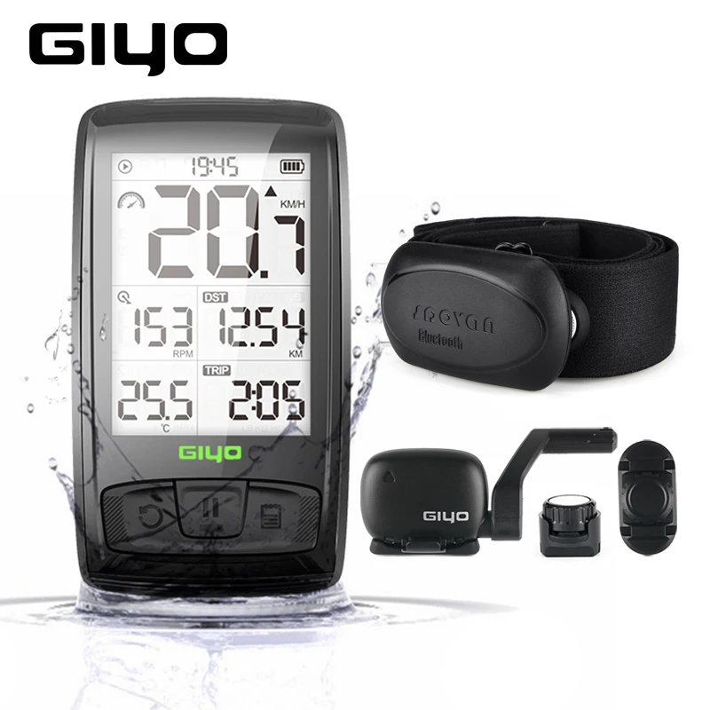 Велосипедный компьютер GIYO M4, беспроводной Bluetooth, одометр, датчик скорости и частоты вращения педалей, пульсометр