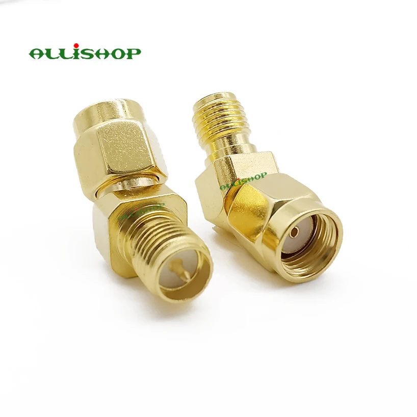 Фото 100Pcs Gold Plated RP SMA Male to RP SMA Female Connector Adapter 45 Degree Antenna Plug Jack for FPV Race RX5808 №3