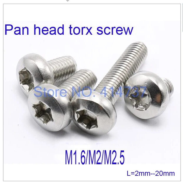 100 шт./лот M1.6/M2/M2.5 винт Torx с круглой цилиндрической головкой из нержавеющей стали 304 Длина 2 мм-20 мм