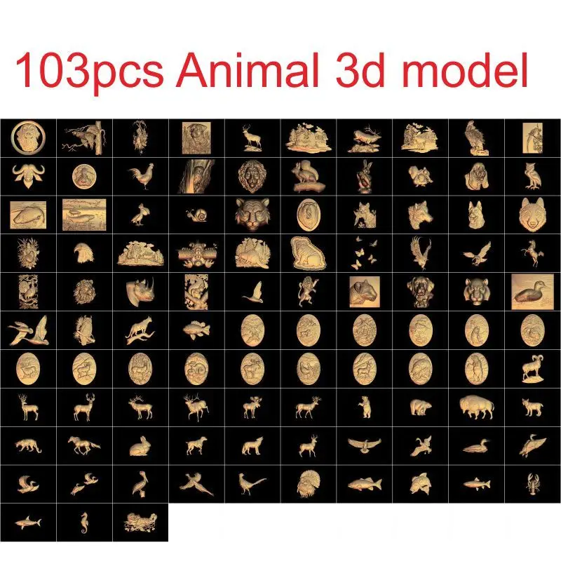 103 шт./компл. животные 3d модель STL рельеф для ЧПУ STL формат 3d модель для ЧПУ stl рельеф artcam vectric aspire