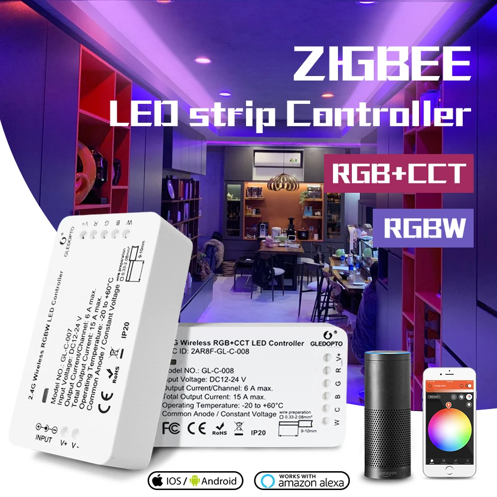 Умная Светодиодная лента RGB + CCT или RGBW Zigbee с поддержкой Wi-Fi/голосового управления Echo plus SmartThings ZIGBEE 3,0 HUB