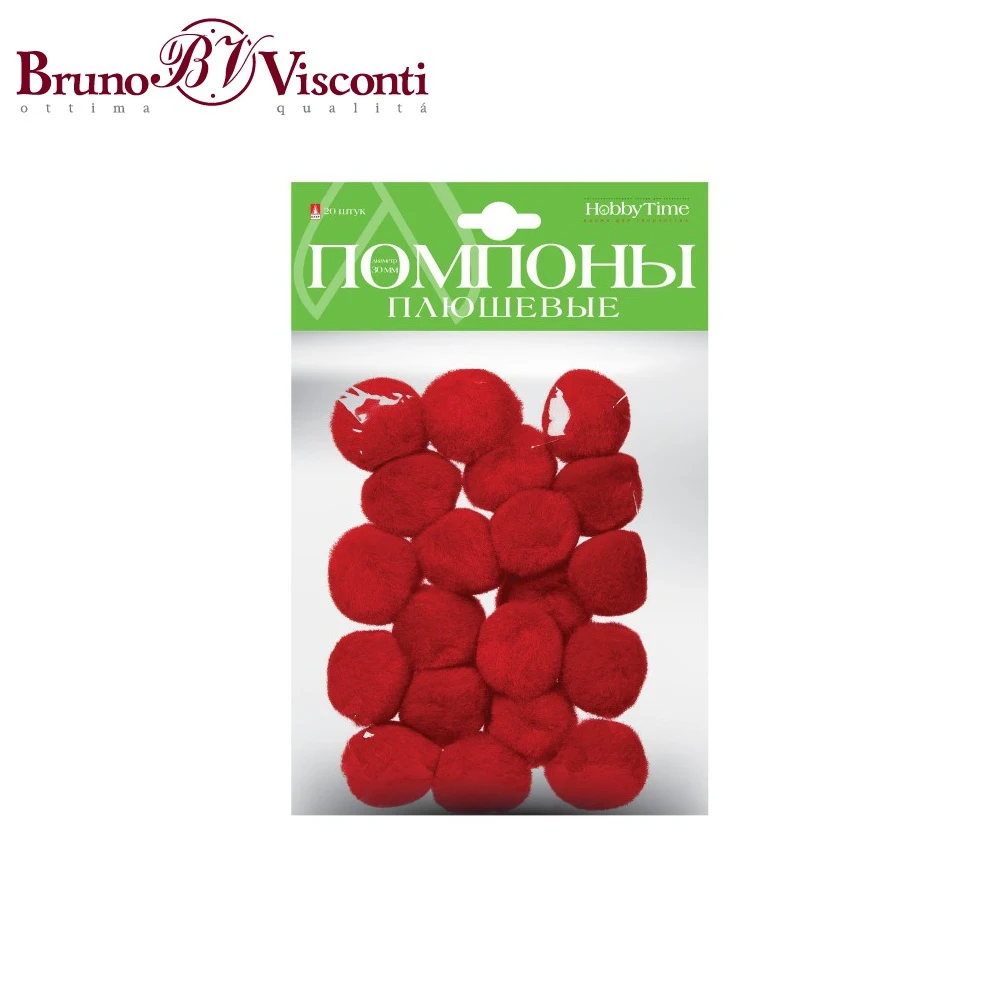 Помпоны плюшевые, 30 ММ, 20 ШТ, КРАСНЫЕ 2-251/07 BRUNO VISCONTI