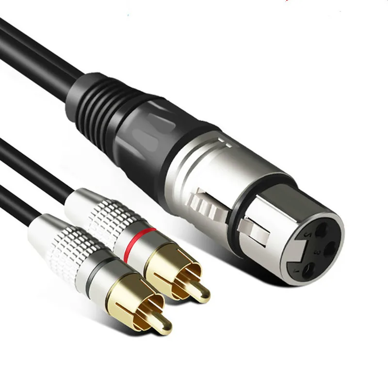 Аудио линия Rca 2RCA к XLR Canon «папа/гнездо» двойной аудиокабель Lotus к Canon 0,3 метра трехжильный медный провод с голым медным проводом