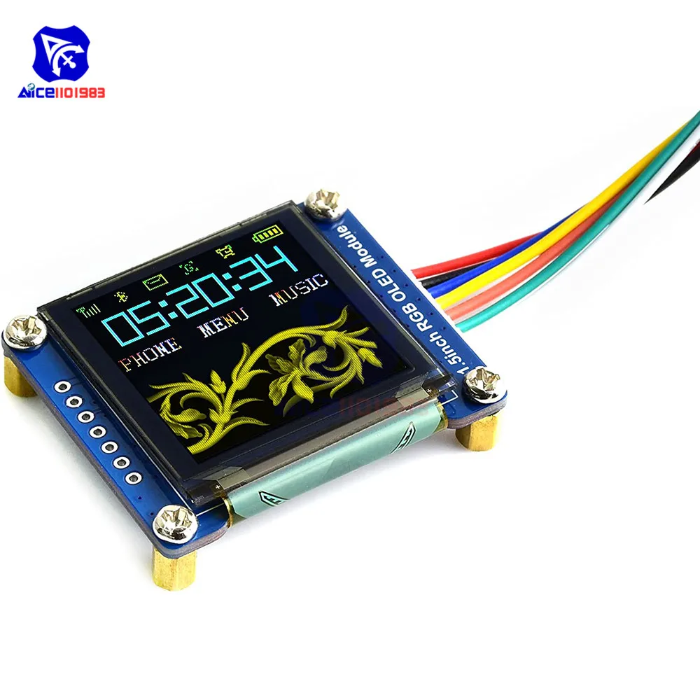 Модуль дисплейный модуль OLED RGB diymore, 1,5 дюйма, 128x128, 16 бит, высокий цветной интерфейс SPI, драйвер SSD1351 для Raspberry Pi/Jetson Nano Оптоэлектронные дисплеи