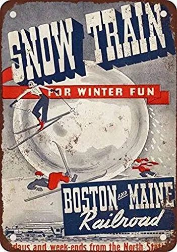 Модель 1946 года, железнодорожный поезд Boston and Мэн, винтажная репродукция, металлический жестяной знак, 8x12 дюймов