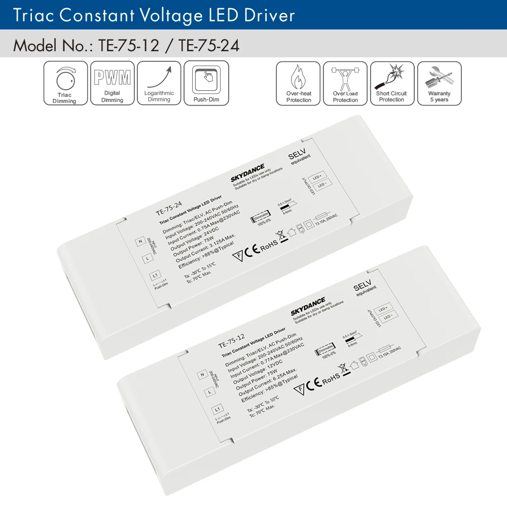 Устройство регулировки яркости Triac, 75 Вт, переменный ток 230 В, 220 В в постоянный ток, 12 В, 24 В постоянного напряжения
