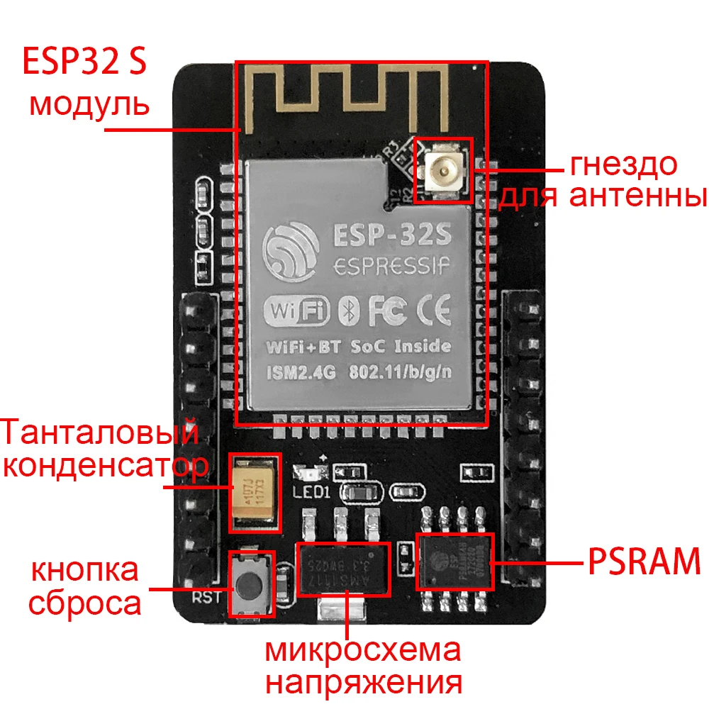 Широкоугольный модуль камеры ESP32 DIY Arduino Женская плата разработки Wifi Bluetooth Антенна ESP32CAM OV2640 2 МП