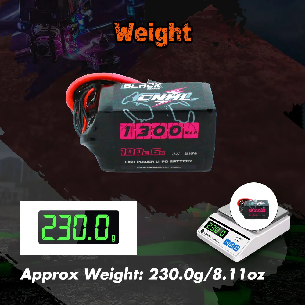 4 шт. CNHL 6S Lipo батарея 1300 мАч 22,2 в 100C с разъемом XT60 черная серия для RC FPV квадрокоптера вертолета самолета дрона хобби (art.: 3a358a2e3b4) - 3a358a2e3b4