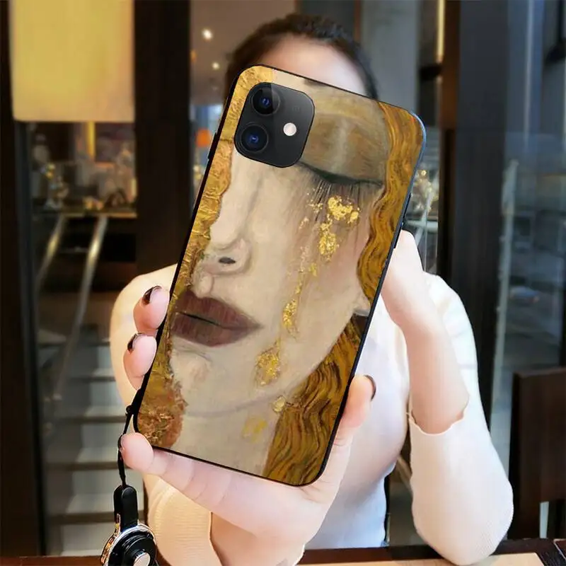 Фото Мягкий чехол для iPhone 11 pro, XS MAX, 8, 7, 6, 6S Plus, X, 5S, SE, 2020, XR, с изображением Густава Климта №3