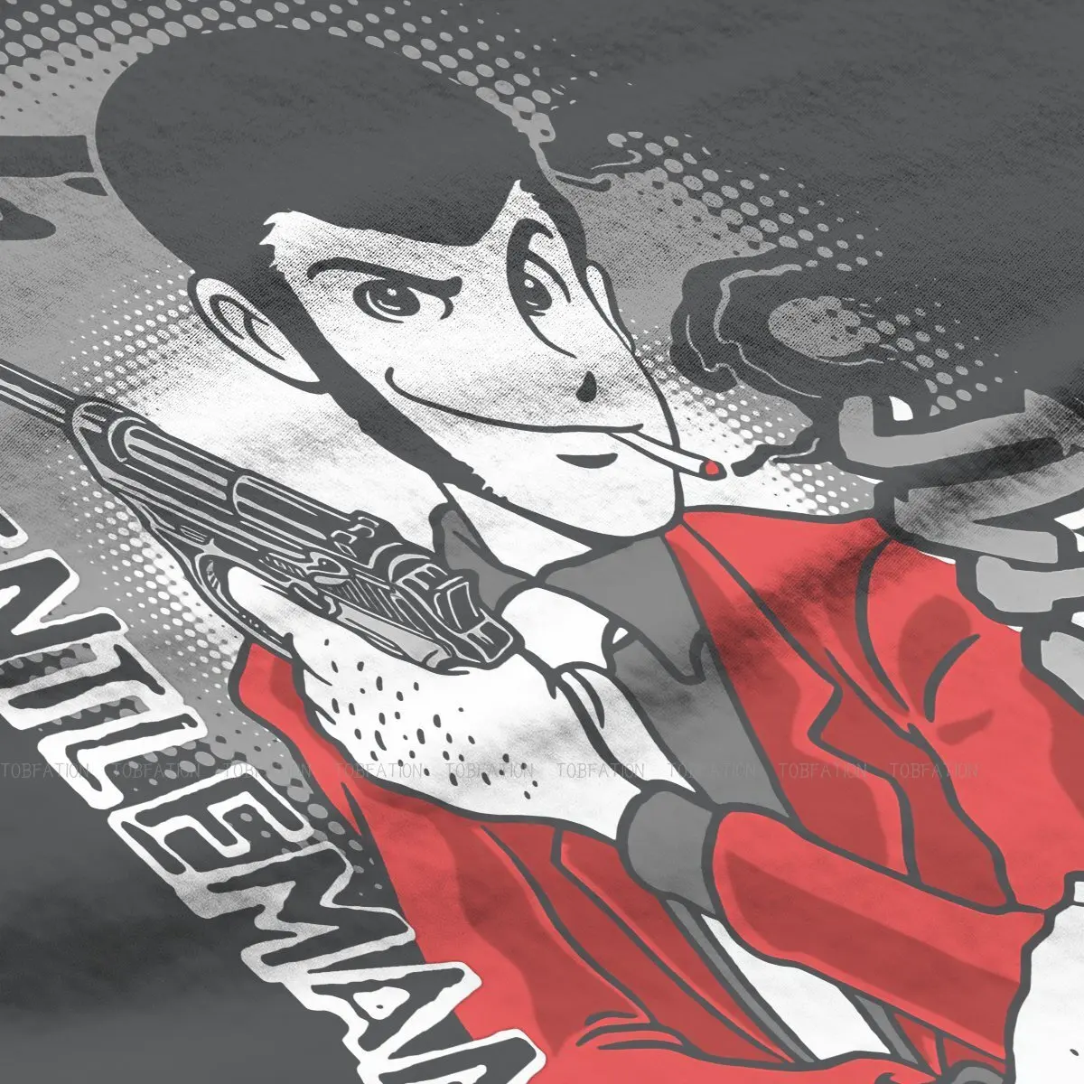 Фото Женская футболка с рисунком пистолета, Lupin, третий Daisuke Jigen, джентльмен, вор, аниме, девушки, графические топы с круглым вырезом, женская футбо... №3