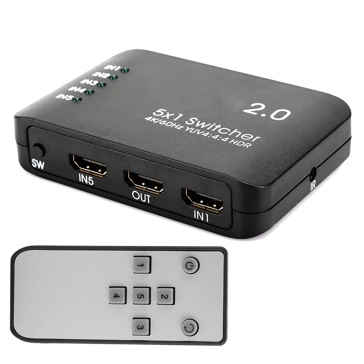 Коммутатор 5x1, 5 входов, 1 выход, 4K, 60 Гц, HDMI-совместимый сплиттер, коммутатор с пультом дистанционного управления