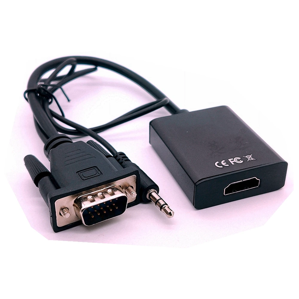Переходник VGA M в HD-совместимый с F, Кабель-адаптер с аудиовыходом 1080P, USB-адаптер питания для ПК, ноутбука, проектора HDTV