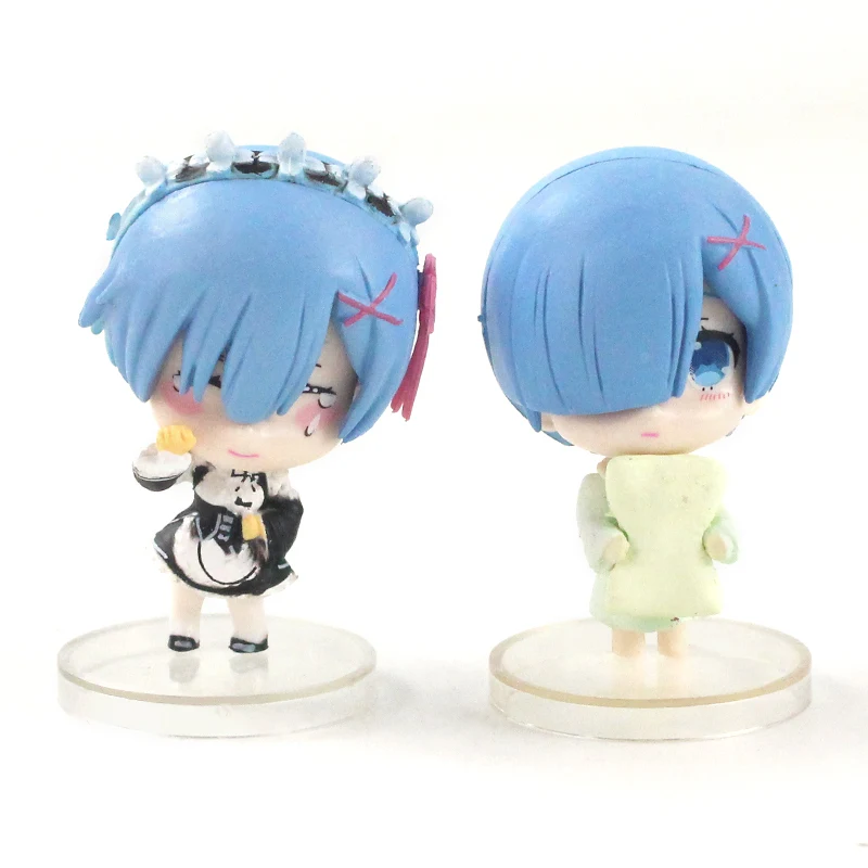 Фото 5 шт./компл. 5 см Re:Life In A Different World From Zero Rem Ram Emilia Q Version Kawaii Mini Doll игрушка-фигурка из ПВХ №5