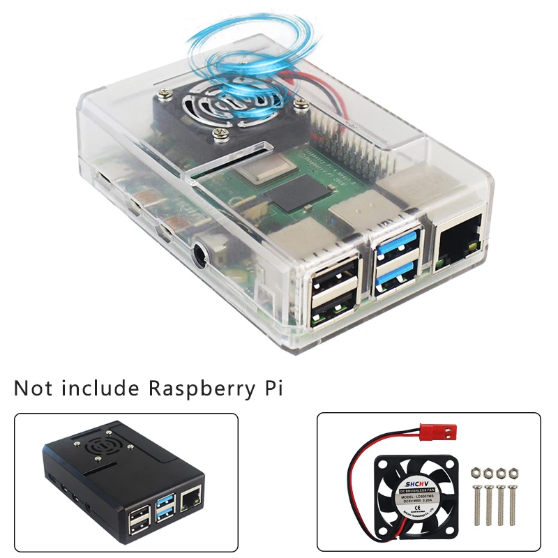 Чехол Raspberry Pi 4 из АБС-пластика, съемный чехол GPIO, прозрачный черный корпус, поддержка Cooing Fan для Raspberry Pi 4 Model B