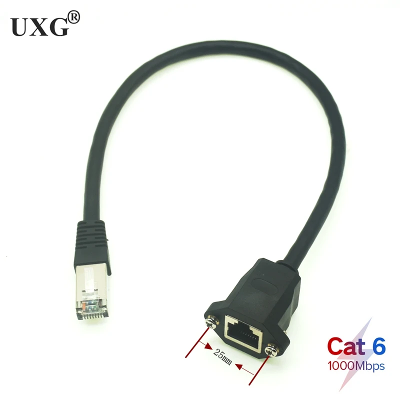 Кабель-удлинитель RJ45, 0,3 м, 0,6 м, штекер-гнездо, 8-контактный, винтовое крепление, прямоугольный разъем, для локальной сети