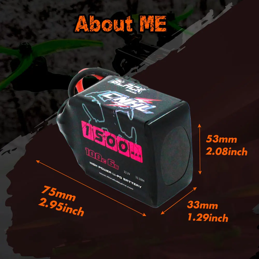 Фото 2 шт. CNHL Lipo 6S 22,2 в 1500 мАч батарея 100C черная серия с разъемом XT60 для самолета FPV квадрокоптера вертолета №3