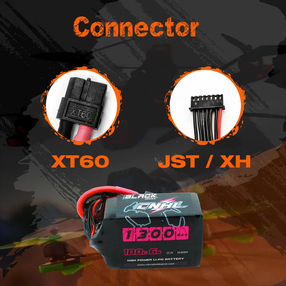 Фото 2 шт. CNHL Lipo 6S 22,2 в 1300 мАч батарея 100C с разъемом XT60 черная серия для RC FPV квадрокоптера вертолета самолета дрона автомобиля №5