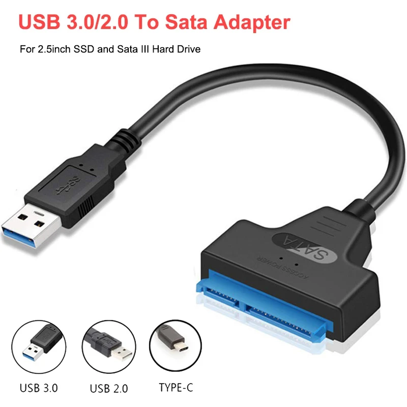 Кабель USB 3,0 SATA 3, адаптер Sata к USB 3,0 до 6 Гбит/с, поддержка внешнего SSD HDD жесткого диска 2,5 дюйма, 22-контактный кабель Sata III