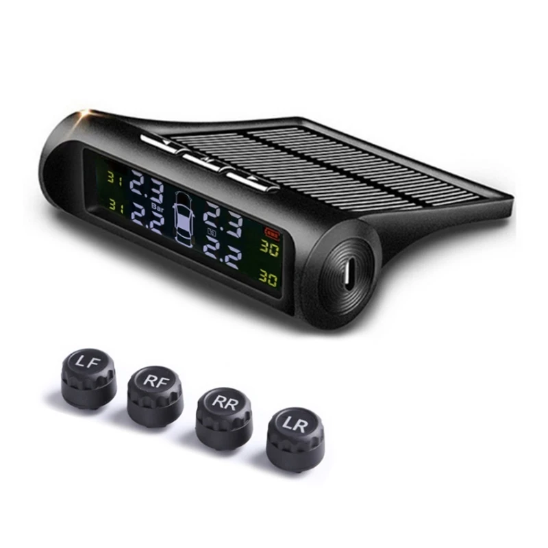 Умная автомобильная система контроля давления в шинах TPMS на солнечной энергии USB автомобильная сигнализация безопасности беспроводной датчик в шинах Автомобильная безопасность N0HF