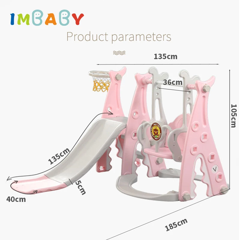 Фото Детская горка-качели IMBABY, комбинированная детская баскетбольная площадка, детская любимая игрушка для малышей + доска для прожектора воды №2