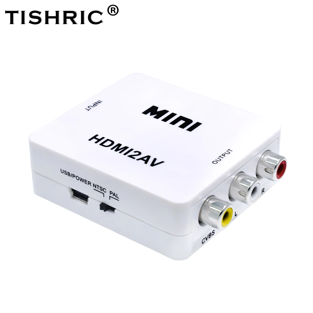 Адаптер TISHRIC с HDMI-совместимым преобразователем для RCA, популярный преобразователь HD 1080P HDMI2AV с поддержкой вывода NTSC PAL