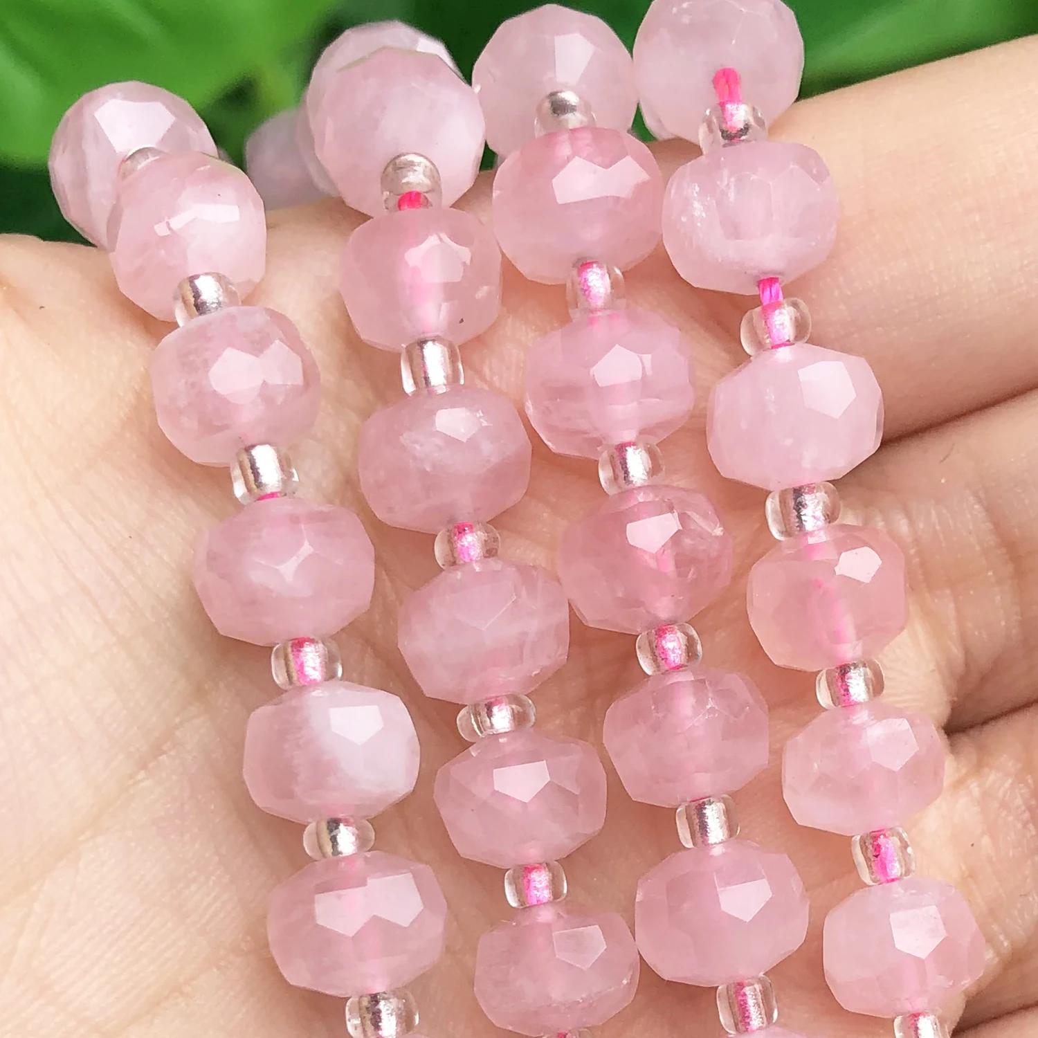 z naturalnego naturalnego kwarcu różowego z Madagaskaru Koraliki w kształcie kolumny Luźne koraliki do tworzenia biżuterii Akcesoria do bransoletek DIY 7,5''