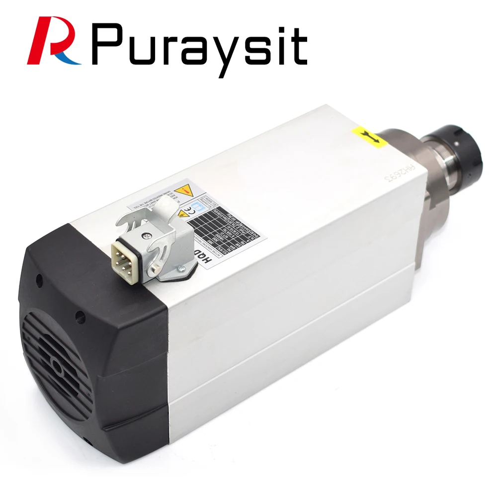 Фото Puraysit HQD GDF60-18Z-6KW 220 В 380 В ER32 18000 об/мин квадратный шпиндель с воздушным охлаждением деревообрабатывающий гравировальный станок электрический шпиндель №3