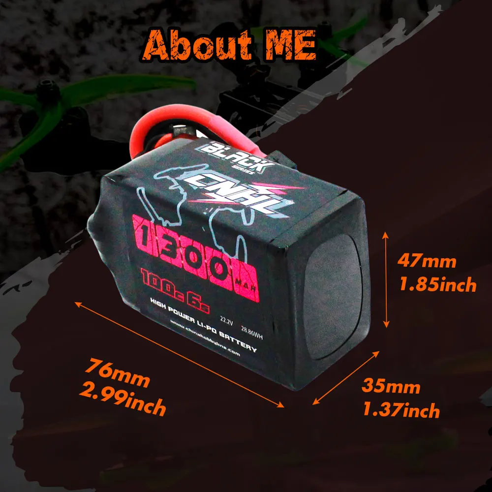 Фото 2 шт. CNHL Lipo 6S 22,2 в 1300 мАч батарея 100C с разъемом XT60 черная серия для RC FPV квадрокоптера вертолета самолета дрона автомобиля №3