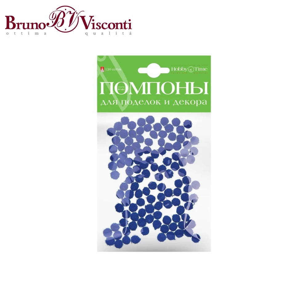 Помпоны пушистые, 8 ММ, 120 ШТ, СИНИЕ 2-214/06 BRUNO VISCONTI