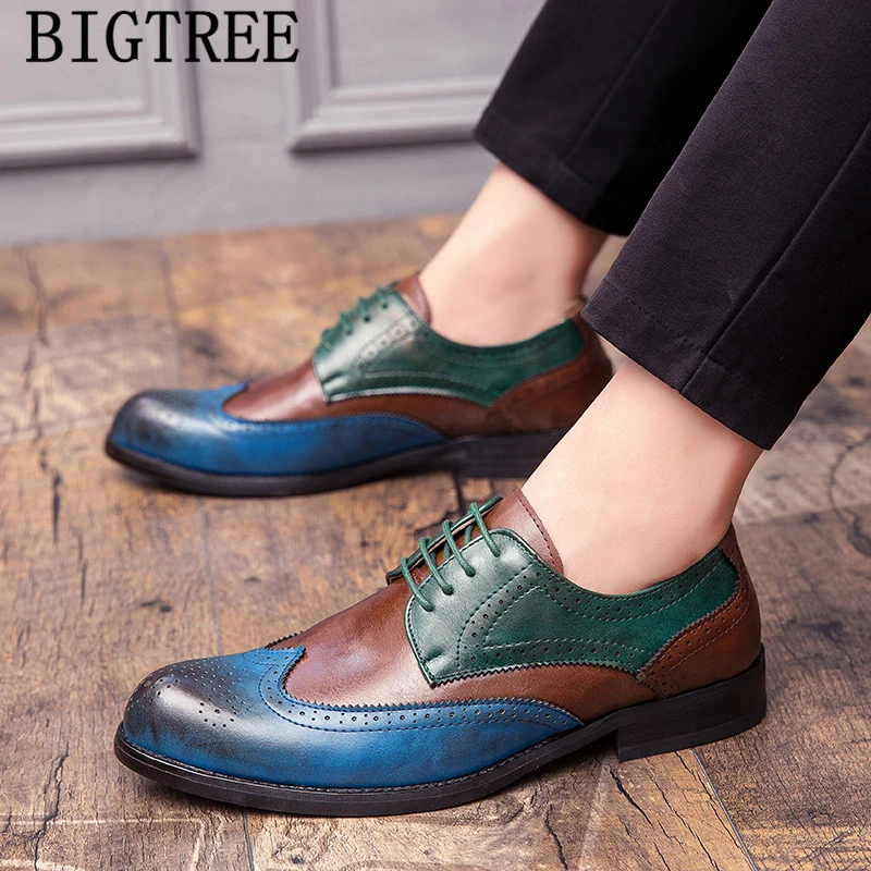 Фото Мужские вечерние туфли-оксфорды Brogues, коричневые дизайнерские свадебные туфли, обувь для вечеринок, №3