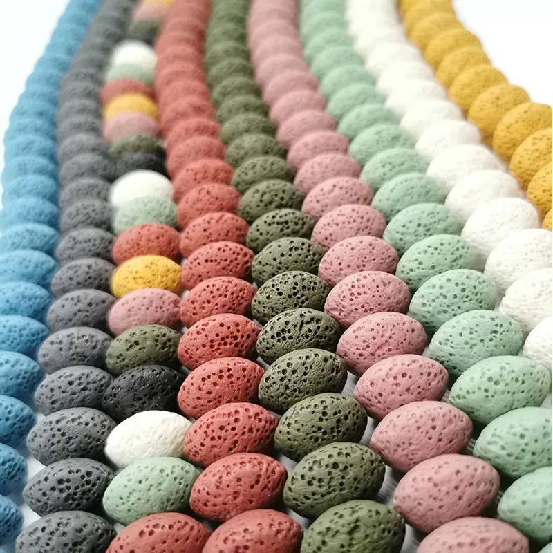 Натуральный вулканический камень Beads5X8/10x15 мм Разноцветные Бусины из вулканического камня для самостоятельного изготовления ожерелий, браслетов и сережек