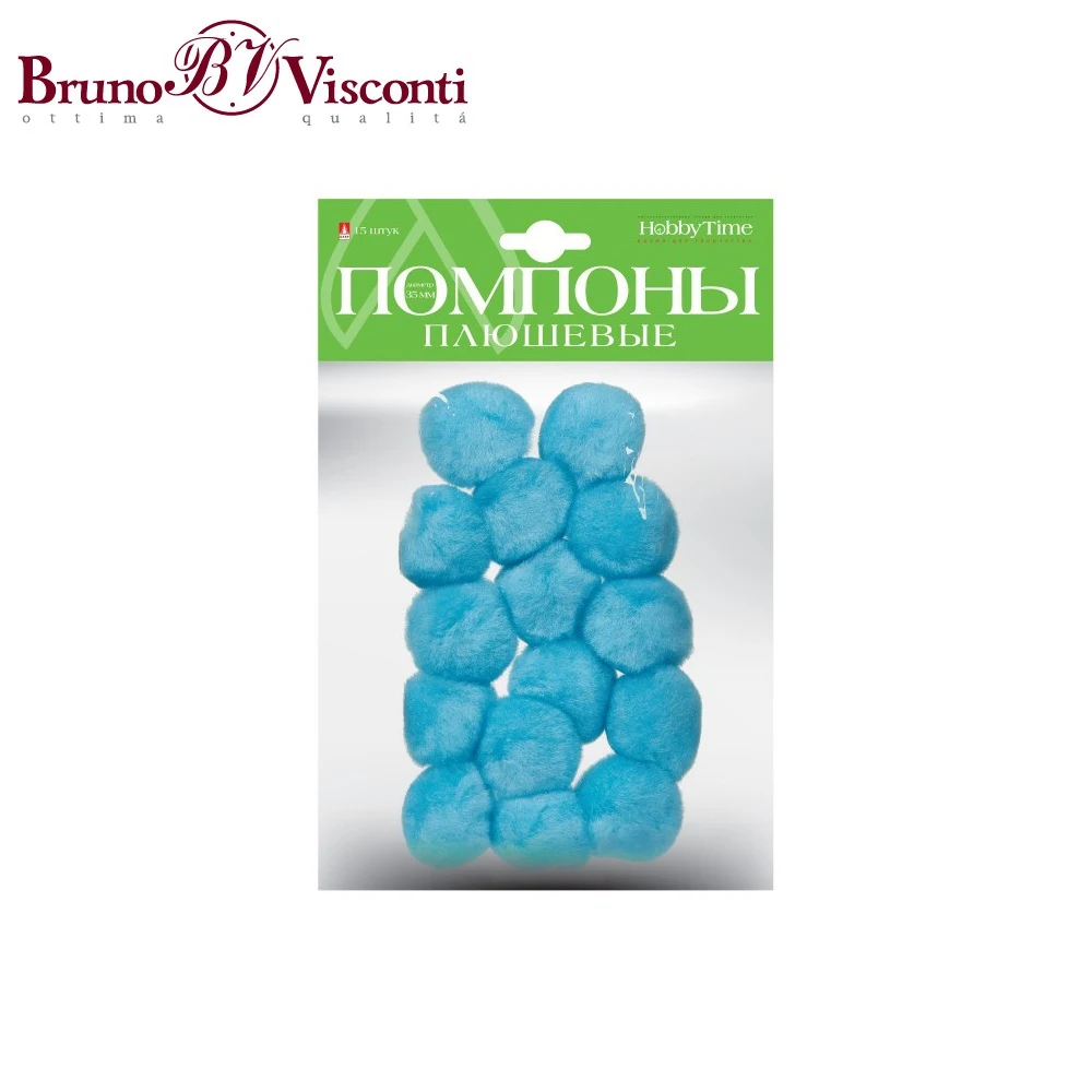 Помпоны плюшевые, 35 ММ, 15 ШТ, ГОЛУБЫЕ 2-252/10 BRUNO VISCONTI