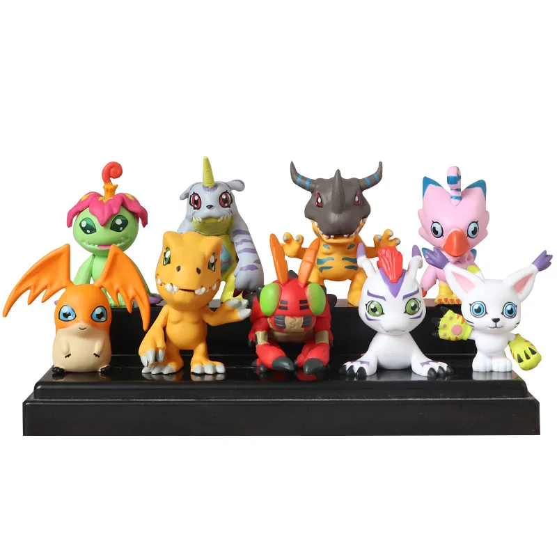 Цифровая фигурка Digimon, 9 шт./компл., аниме, приключения, мультяшная модель автомобиля, украшения, фигурка из ПВХ, Рождественская коллекция игр...