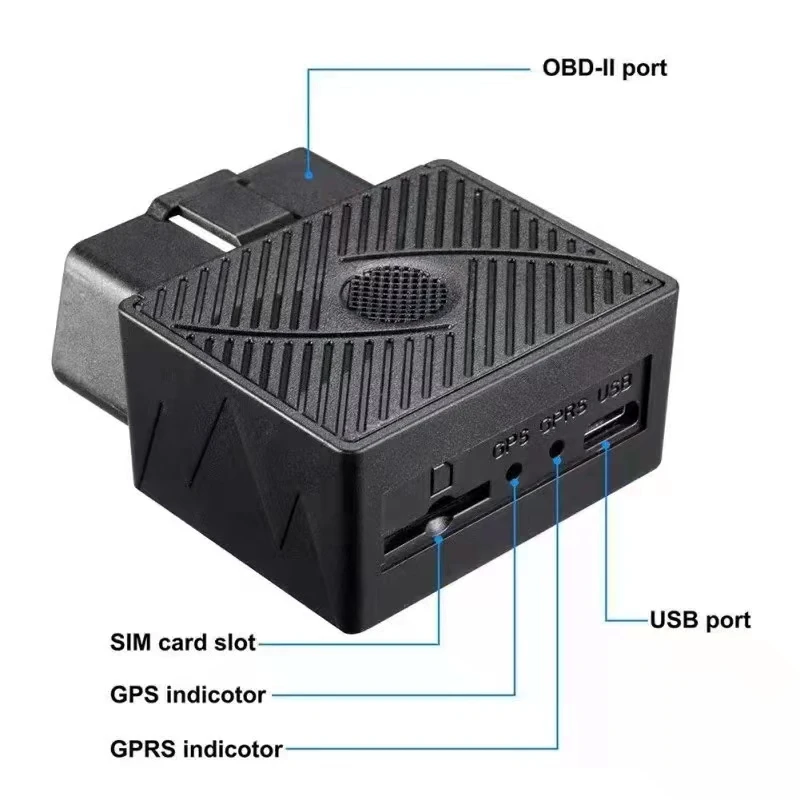 OBD/OBD2 GPS-трекер Автомобильный трекер Локатор отслеживания положения автомобиля Отслеживание в реальном времени GPS-локатор Ударная и выключаемая сигнализация Аварийный сигнал
