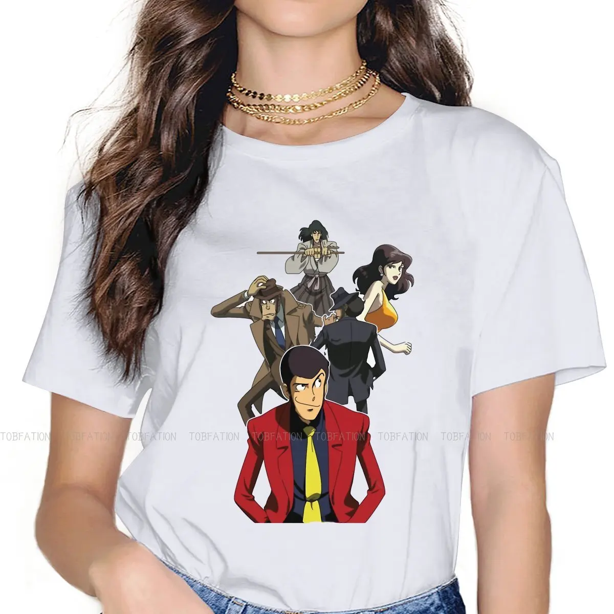 Lupin, третий Daisuke Jigen, футболка для джентльменов и девушек с изображением кражи из аниме, женские топы, графические футболки, женская футболка ...