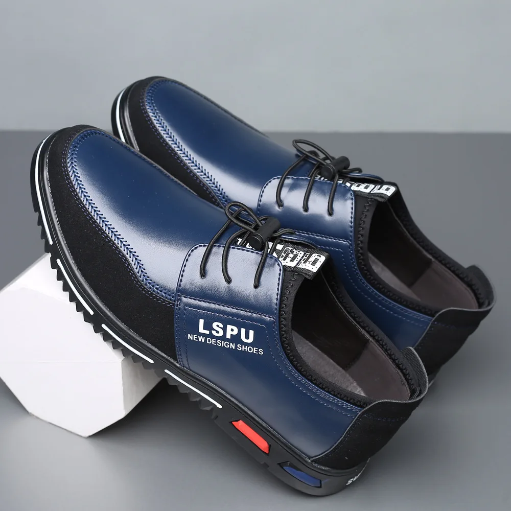 Фото Brand Casual Shoes Luxury Men Flats Fashion Breathable Sneakers Lace Up Genuine Leather Shoes Footwear Big Size 38-48 №5