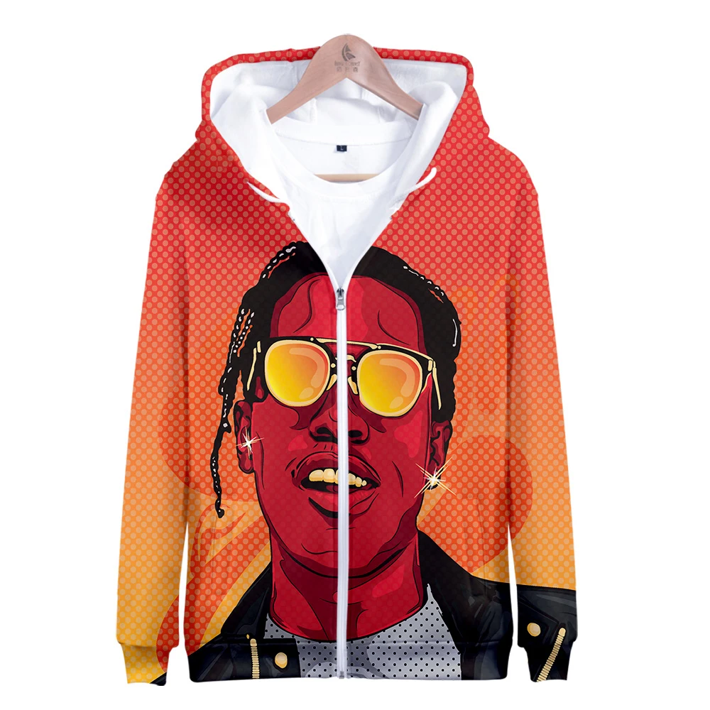 Толстовка A $ AP ROCKY на молнии для мужчин и женщин, новинка, распродажа, модное повседневное приталенное пальто с принтом, топы Rapper A $ AP ROCKY на молнии
