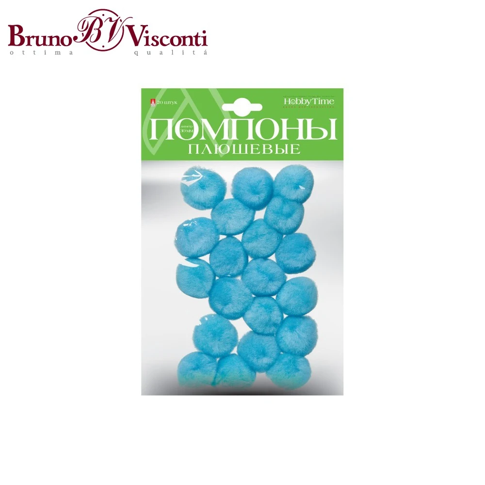 Помпоны плюшевые, 30 ММ, 20 ШТ, ГОЛУБЫЕ 2-251/10 BRUNO VISCONTI