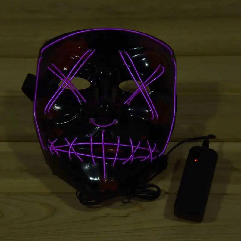 2020 Хэллоуин Светодиодный светильник Maske Вечерние Маски неоновая Маска Косплей тушь для ресниц ужас Mascarillas Светящиеся в темноте Masque V для Vendetta